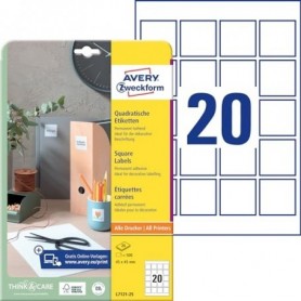 Avery L7121-25 Etichette adesive in carta bianca coprente per stampa QR code